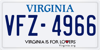 VA license plate VFZ4966
