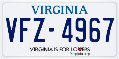 VA license plate VFZ4967