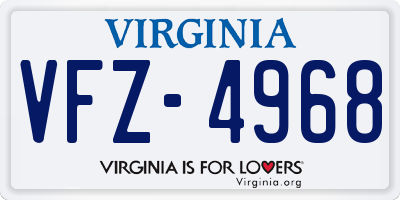 VA license plate VFZ4968