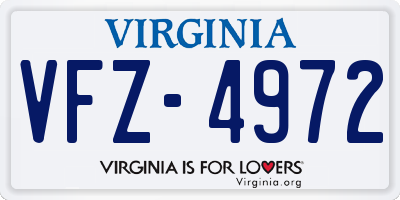 VA license plate VFZ4972