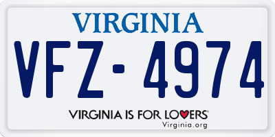 VA license plate VFZ4974
