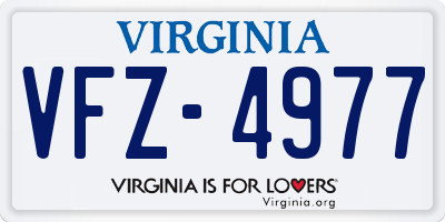 VA license plate VFZ4977