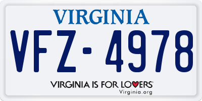 VA license plate VFZ4978