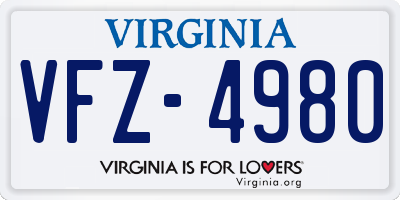 VA license plate VFZ4980