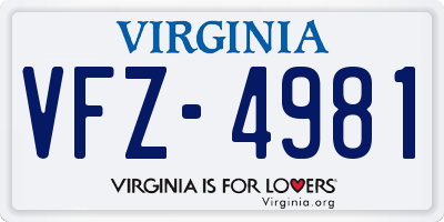 VA license plate VFZ4981
