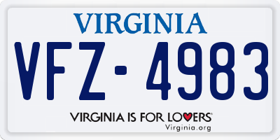 VA license plate VFZ4983