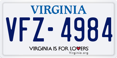 VA license plate VFZ4984