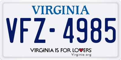 VA license plate VFZ4985