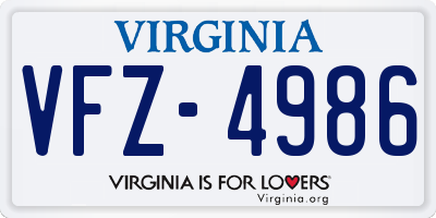 VA license plate VFZ4986