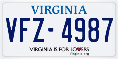 VA license plate VFZ4987