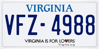 VA license plate VFZ4988