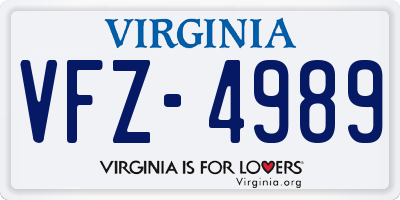 VA license plate VFZ4989