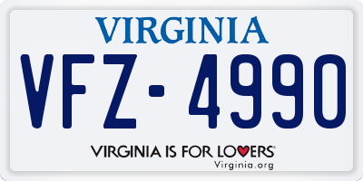 VA license plate VFZ4990