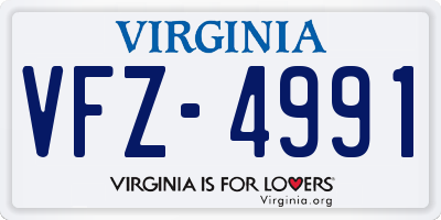 VA license plate VFZ4991