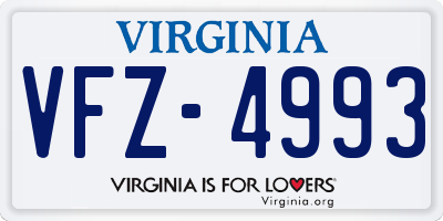 VA license plate VFZ4993
