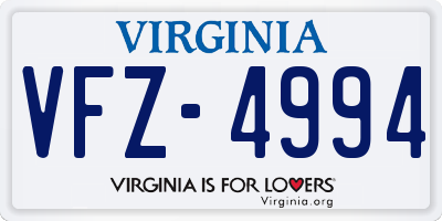 VA license plate VFZ4994