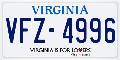 VA license plate VFZ4996