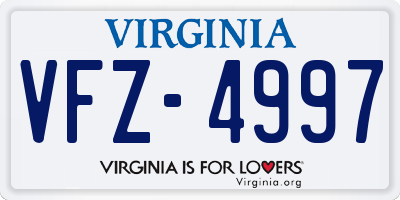 VA license plate VFZ4997