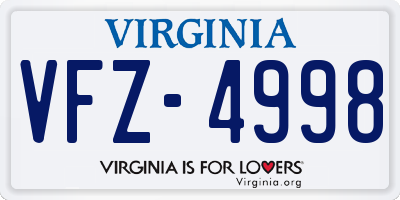 VA license plate VFZ4998