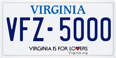 VA license plate VFZ5000
