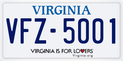 VA license plate VFZ5001