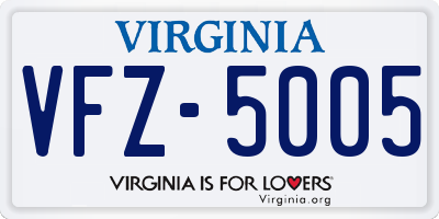 VA license plate VFZ5005