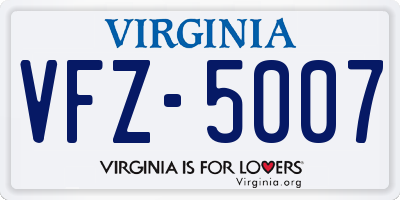 VA license plate VFZ5007