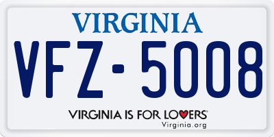 VA license plate VFZ5008