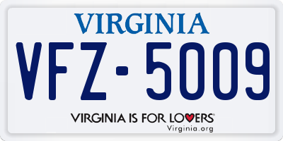 VA license plate VFZ5009