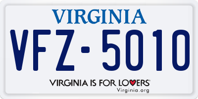 VA license plate VFZ5010