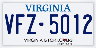 VA license plate VFZ5012