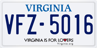 VA license plate VFZ5016