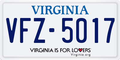 VA license plate VFZ5017
