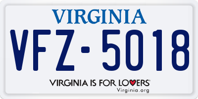 VA license plate VFZ5018
