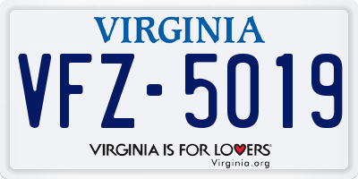 VA license plate VFZ5019