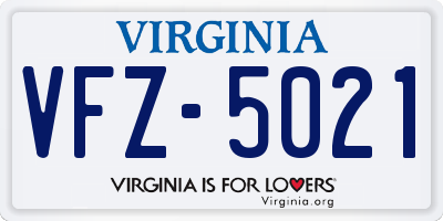 VA license plate VFZ5021