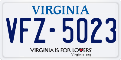 VA license plate VFZ5023