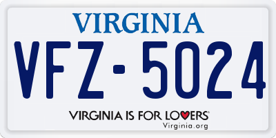 VA license plate VFZ5024