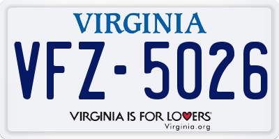 VA license plate VFZ5026