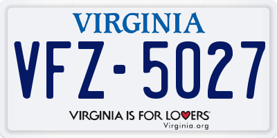 VA license plate VFZ5027