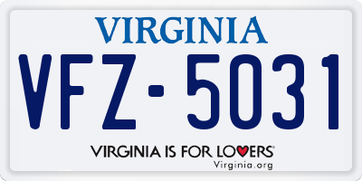 VA license plate VFZ5031