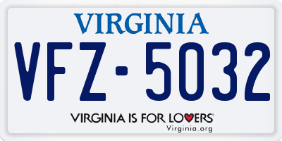 VA license plate VFZ5032
