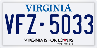 VA license plate VFZ5033