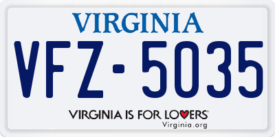 VA license plate VFZ5035