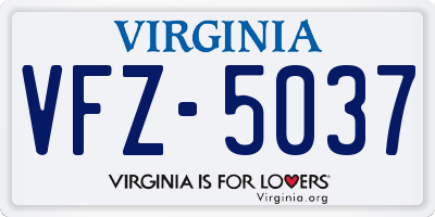 VA license plate VFZ5037