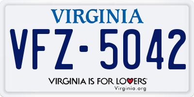 VA license plate VFZ5042