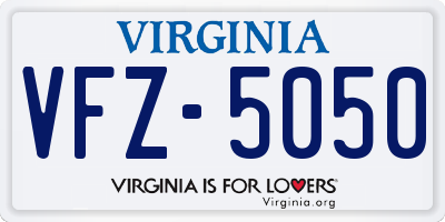 VA license plate VFZ5050