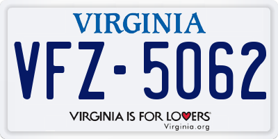 VA license plate VFZ5062