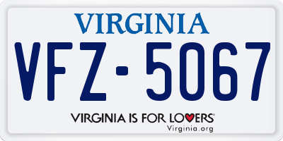 VA license plate VFZ5067