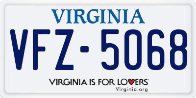 VA license plate VFZ5068